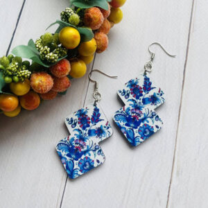 Дерев'яні сережки з розписом 8