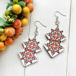 Дерев'яні сережки з розписом 7