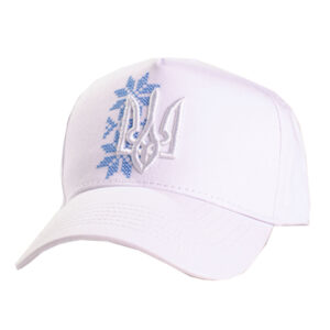 Кепка Тризуб+Орнамент (біло-синя)