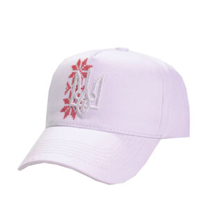 Кепка Тризуб+Орнамент (біло-червона)