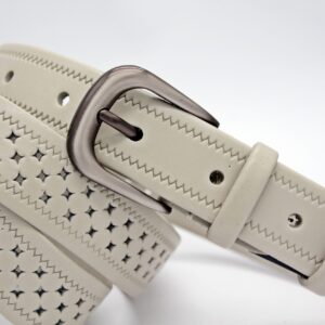 Ремінь бежевий з перфорацією "Тиснення"