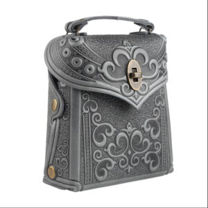 Сумка рюкзак шкіряна сіра “Тиснення”