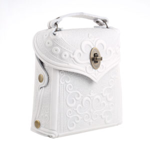 Сумка рюкзак шкіряна біла “Тиснення”