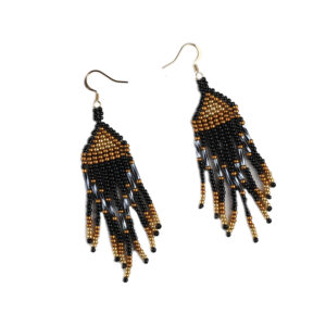 Сережки з бісеру "Чорно-золоті"