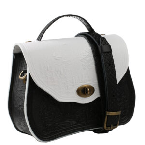 Сумка шкіряна біло-чорна “Ліс”