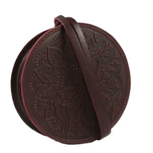 Сумка шкіряна бордова "Мандала"