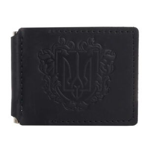 Затискач для купюр чорний “Тризуб”