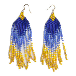 Сережки з бісеру "Синьо-жовті" геометрія
