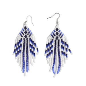 Сережки з бісеру "Біло-сині"