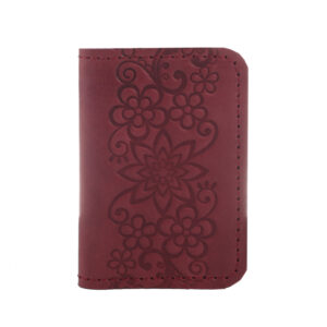 Обкладинка для документів (ID-паспорт) бордова Квіти