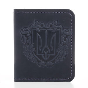 Обкладинка для документів (ID-паспорт) з прозорим віконечком синя Герб