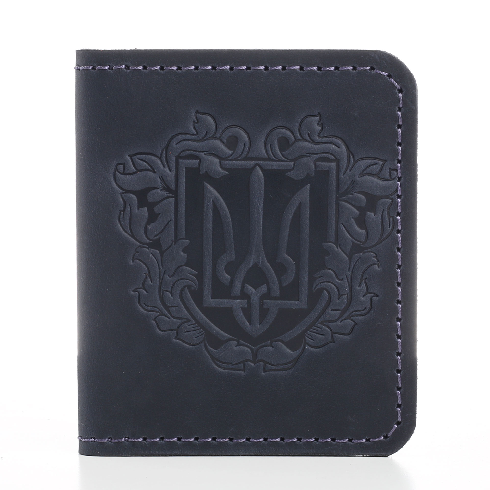 Обкладинка для документів (ID-паспорт) з прозорим віконечком синя Герб