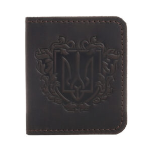 Обкладинка для документів (ID-паспорт) з прозорим віконечком коричнева Герб