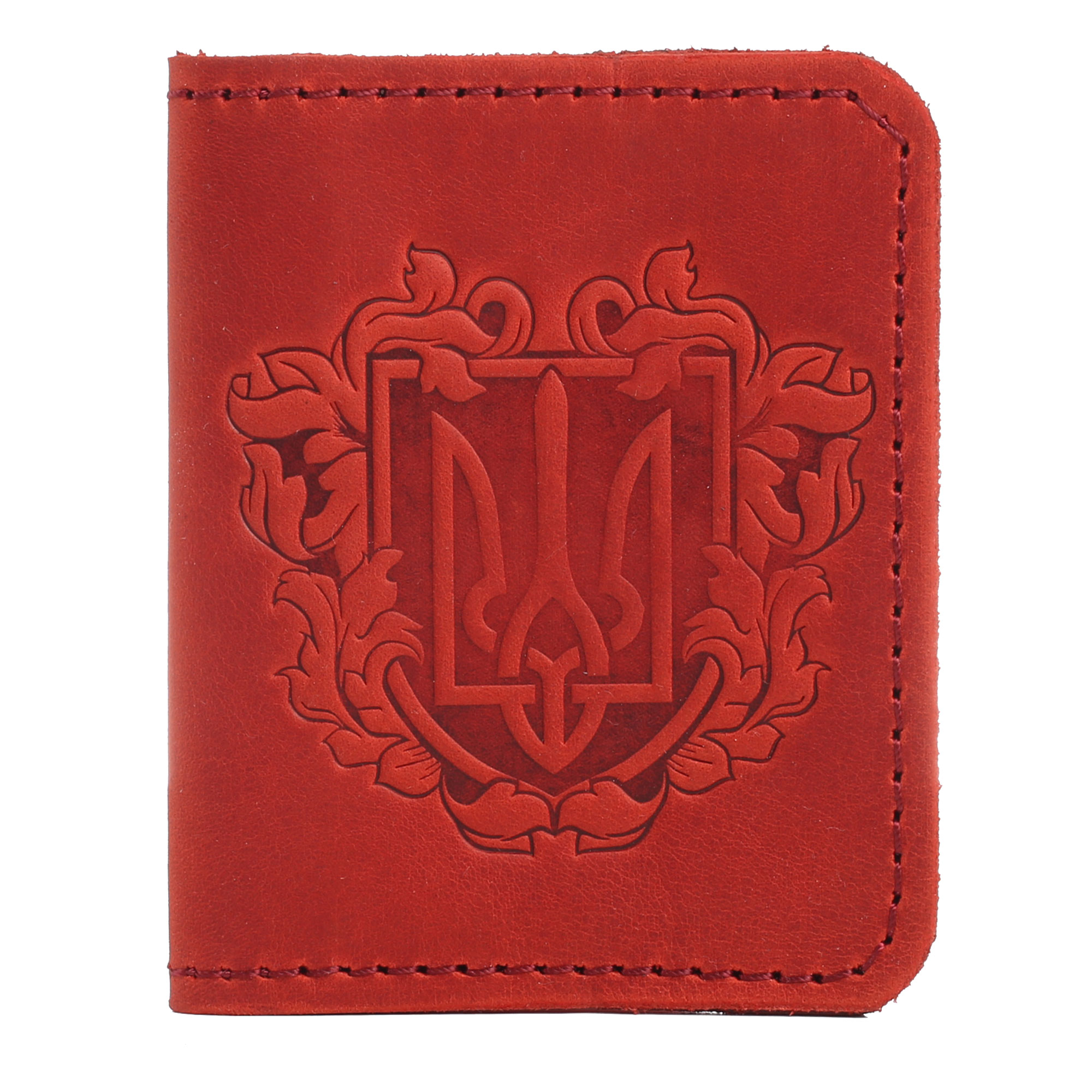 Обкладинка для документів (ID-паспорт) з прозорим віконечком червона Герб