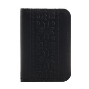 Обкладинка для документів (ID-паспорт)  чорна Вишиванка