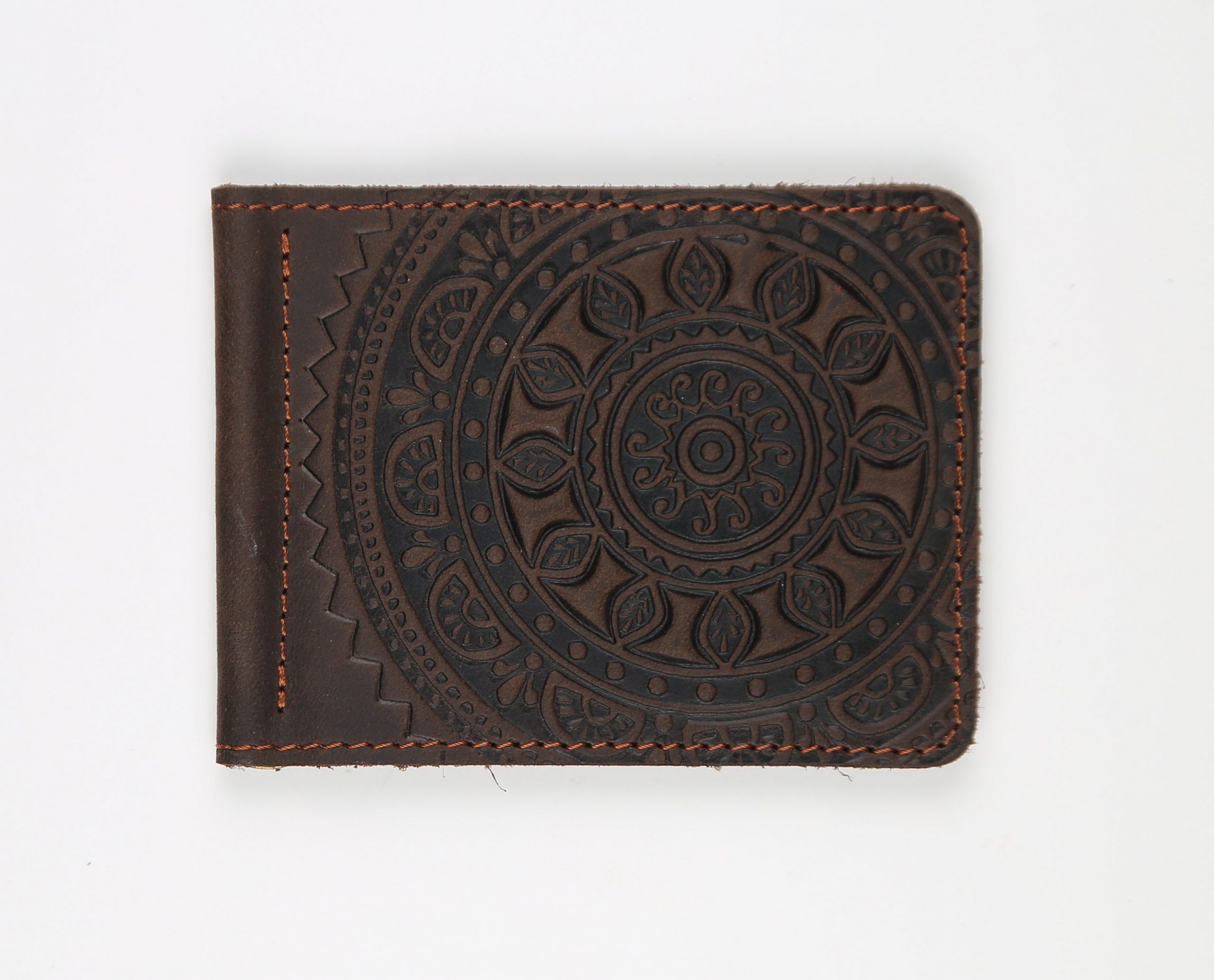 Зажим для грошей коричневий Сонце