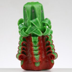 Свічка різьблена “Червоно-зелена”