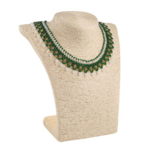 Силянка з бісеру зелена з білим середня