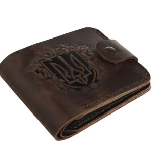Гаманець квадратний складений  "Тризуб" коричневий