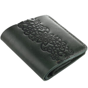 Гаманець зелений складений Квіти 2