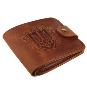 Гаманець квадратний складений “Тризуб” рудий