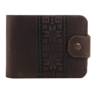 Гаманець коричневий складений Вишиванка