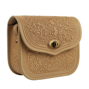 Сумка шкіряна бежева “Квітка”