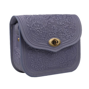 Сумка шкіряна бузкова "Квітка"