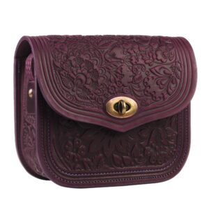 Сумка шкіряна бордова "Квітка"