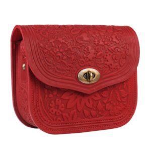 Сумка шкіряна червона "Квітка"
