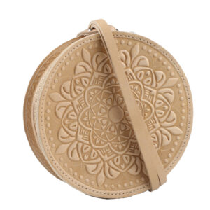 Сумка шкіряна бежева "Мандала"