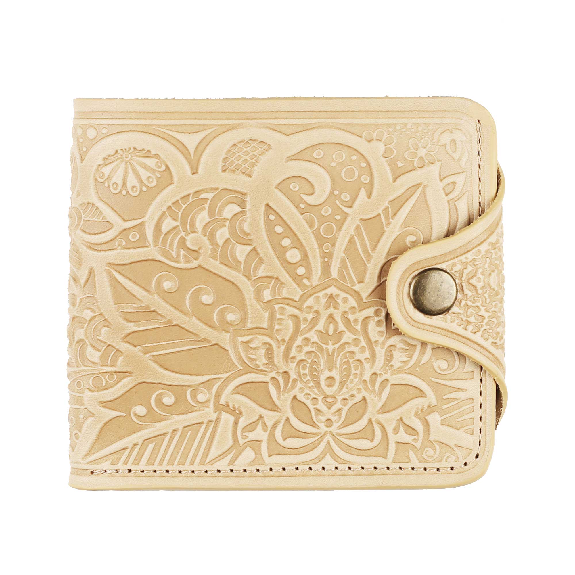 Гаманець з тисненням бежевий (квіти)