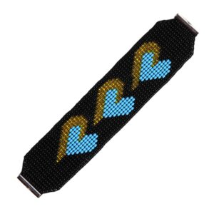 Браслет з бісеру синьо-жовтий "Серце"