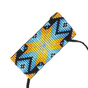 Браслет з бісеру синьо-жовтий "Геометрія"