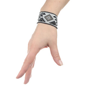 Браслет з бісеру геометрія біло-чорна