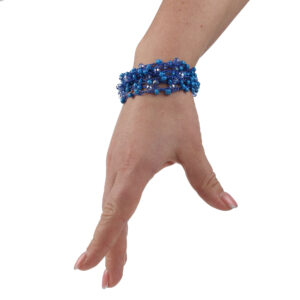 Браслет з бісеру-кришталю синій