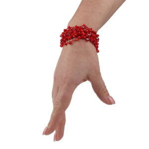 Браслет з бісеру-кришталю червоний