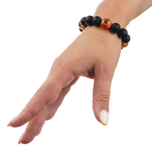 Браслет з шунгіту та янтаря