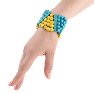 Браслет синьо-жовтий, дерев'яний