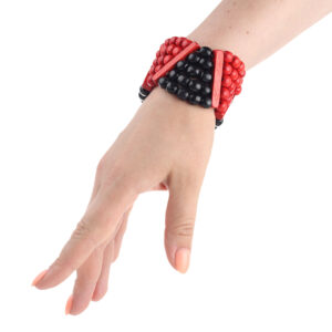 Браслет червоно-чорний, дерев'яний