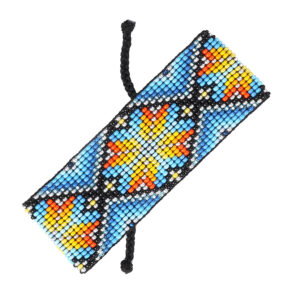 Браслет з бісеру блакитно-оранжевий "Геометрія"