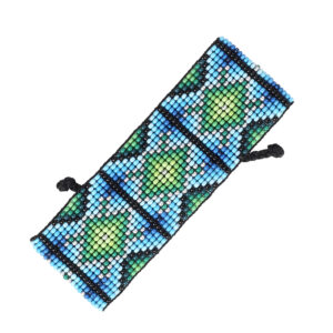 Браслет з бісеру синьо-зелений "Геометрія"