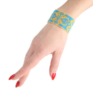 Браслет з бісеру, жовто-блакитний