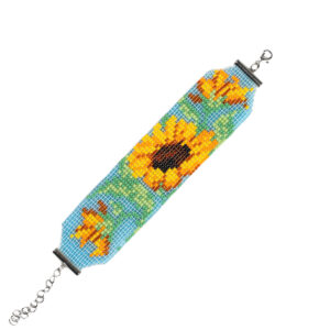 Браслет з бісеру "Соняшник", синій