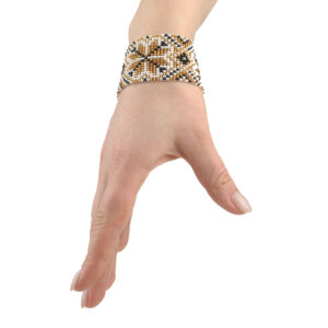 Браслет з бісеру Геометрія біло-золота