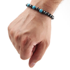 Браслет чорний з бірюзою