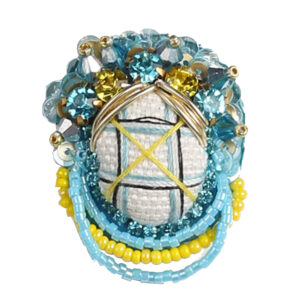 Брошка Мотанка жовто-блакитна 3 х 4 см