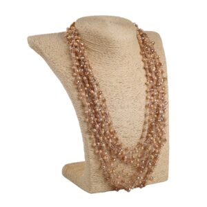 Кольє з бісеру-кришталю, бежеве