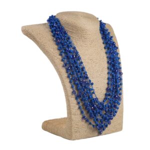 Кольє з бісеру-кришталю, синє