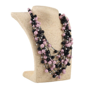 Намисто рожево-чорне, дерев'яне